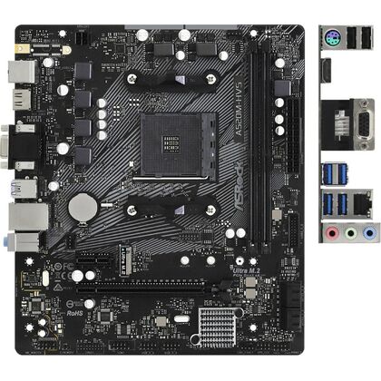Материнская плата ASRock sAM4: A520M-HVS [AMD A520, 2*DDR4, 1*PCIEx16, 1*PCIEx1, 2*Sata3, 1*M.2, 4 порта*USB3, D-Sub, HDMI, microATX]