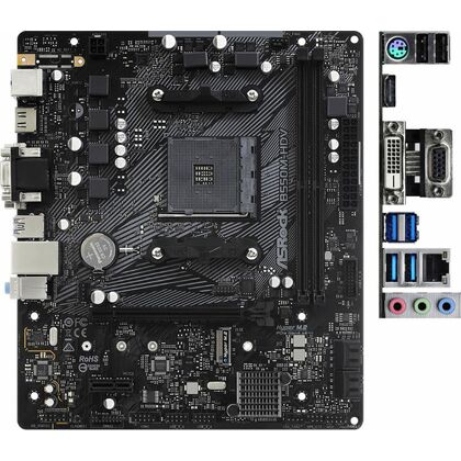 Материнская плата ASRock sAM4: B550M-HDV [AMD B550, 2*DDR4, 1*PCIEx16, 1*PCIEx1, 4*Sata3, 1*M.2, 4 порта*USB3, D-Sub, DVI, HDMI, microATX]