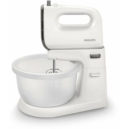 Миксер планетарный Philips HR3745/ 00 белый/ серый (450 Вт; скоростей - 5; обьем - 3 л; насадок - 4)