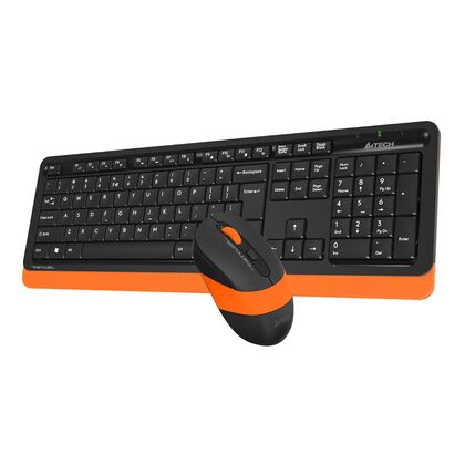 Комплект (клавиатура +мышь) A4Tech Fstyler FG1010 беспроводной, мультимедийный, USB, черный/ оранжевый (FG1010 ORANGE)