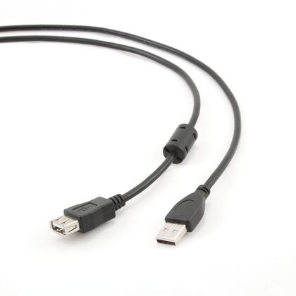 Кабель удлинитель USB2,0 Gembird/ Cablexpert 4,5м, черный (CCF-USB2-AMAF-15) пакет