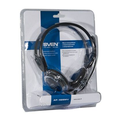 Наушники полноразмерные Sven AP-525MV с микрофоном, mini jack 3.5 mm, черный (SV-0410525MV)