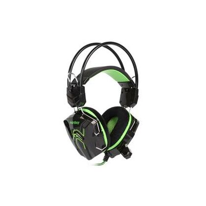 Наушники полноразмерные Smartbuy Rush COBRA с микрофоном, игровые, mini jack 3.5 mm, черный/ зеленый (SBHG-1200)
