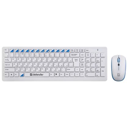 Комплект (клавиатура +мышь) Defender Skyline 895 Nano беспроводной, мультимедийный, USB, белый (45895)