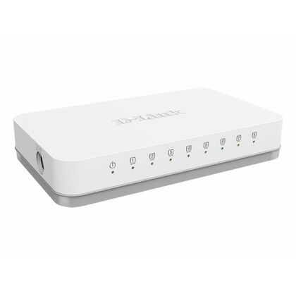 Неуправляемый коммутатор 08 портов: D-Link DGS-1008A ( 8x1Гбит/ с) корпус - пластик