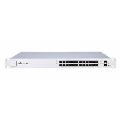 Управляемый PoE-коммутатор 26 портов: Ubiquiti UniFi Switch 24-250W (24х1Гбит/ с,2хSFP,24хPoE,PoE‑бюджет 220 Вт) 3 уровня
