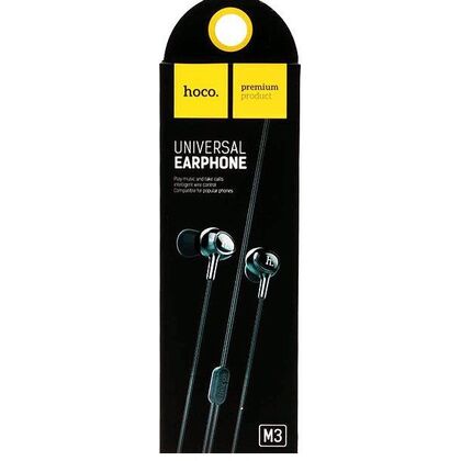 Гарнитура внутриканальная HOCO M3 с микрофоном, mini jack 3.5 mm, черный (M3)