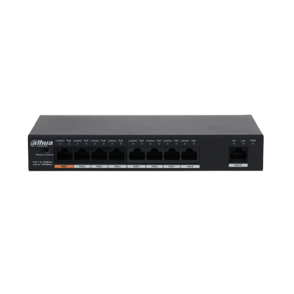 Неуправляемый POE-коммутатор 08 портов: Dahua DH-PFS3009-8ET1GT-96 (8x10/ 100Мбит/ с;8xPOE ; PoE‑бюджет 96 Вт) корпус - металл