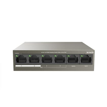 Неуправляемый POE-коммутатор 06 портов: Tenda TEF1106P-4-63W (6x10/ 100 ;4xPOE ; PoE‑бюджет 63 Вт) корпус - металл