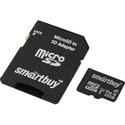 Карта памяти microSDHC 32Gb Smartbuy Class 10 с адаптером (SB32GBSDU1A-AD)