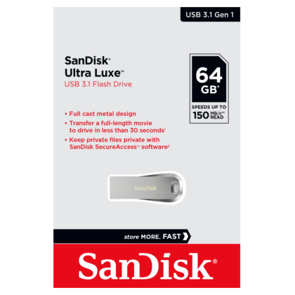 Флеш-накопитель Sandisk 64Gb USB3.1 Ultra Luxe Серебристый (SDCZ74-064G-G46)