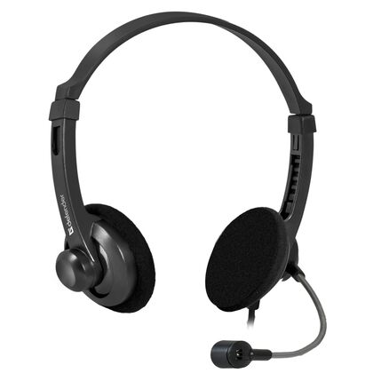 Проводные наушники накладная Defender Aura 104 с микрофоном, jack 3.5 mm, черный (63104)