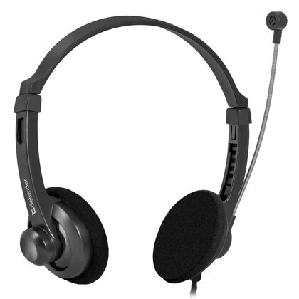 Проводные наушники накладная Defender Aura 104 с микрофоном, jack 3.5 mm, черный (63104)