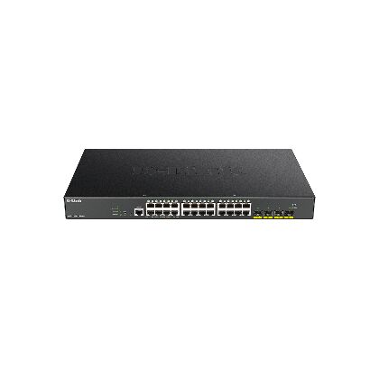 Управляемый PoE-коммутатор 28 порта: D-Link DGS-1250-28XMP (24х1Гбит/ с,4хSFP+,24хPoE,PoE‑бюджет 370 Вт) 2 уровня