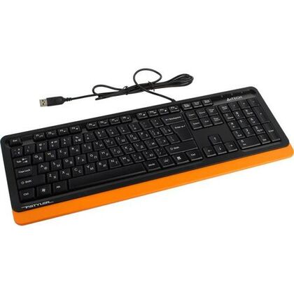 Клавиатура A4Tech FKS10 ORANGE, проводная, мультимедийная, USB, черный/ оранжевый, кабель 1,5 м (FKS10 ORANGE)