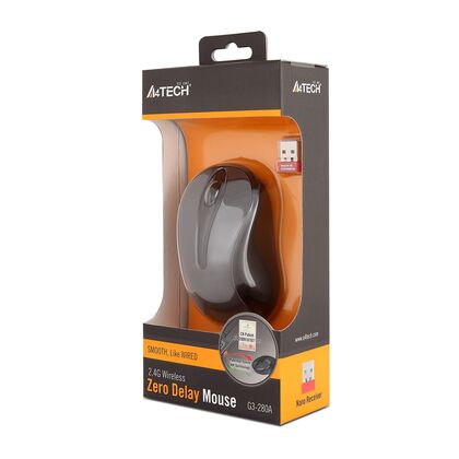 Мышь A4Tech V-Track оптическая, беспроводная, USB, офисная, черный (G3-280A)