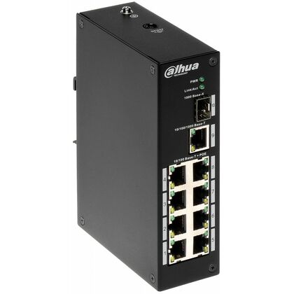 Неуправляемый POE-коммутатор 10 портов Dahua DH-PFS3010-8GT-96 ( 10x1Гбит/ с, 8xPOE, PoE‑бюджет 96 Вт