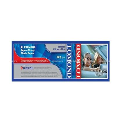 Бумага рулонная 610 мм, 190 гр/ м2, 30 м, Lomond Глянцевая, фотобумага, XL Super Glossy, втулка 2 дюйма (50.8 мм) (1201031)
