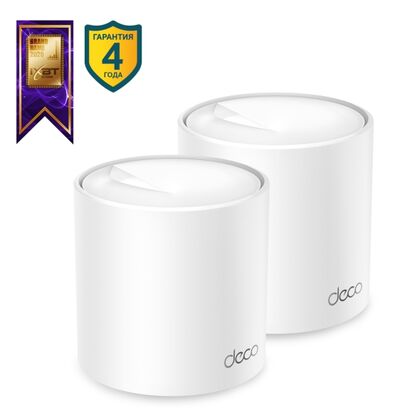 Wi-Fi Mesh система TP-Link Deco X50(2-pack) ( 2.4 ГГц 574 Мбит/ с, 5 ГГц 2402 Мбит/ с, 3х1Гбит/ с) Deco X50(2-pack)