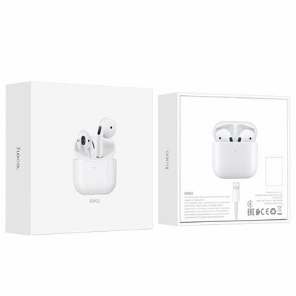 TWS наушники HOCO EW03 Plus true wireless, вкладыши, BT. белый (EW03)