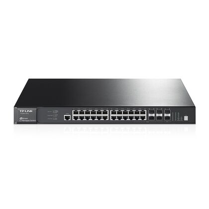 Управляемый коммутатор 24 порта TP-Link JetStream T3700G-28TQ (24х1Гбит/ с, 4хRJ45/ SFP) 3 уровня