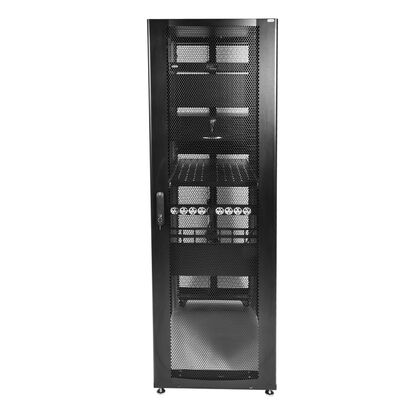 Шкаф напольный серверный ПРОФ 19" 48U, Ш800*В2215*Г1130, передняя перфорация, задняя двойная распашная перфорация, черный (ШТК-СП-48.8.12-48АА-9005)
