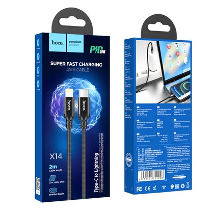 Кабель HOCO Lightning/ USB Type-C X14 Double speed PD (2м. Черный)