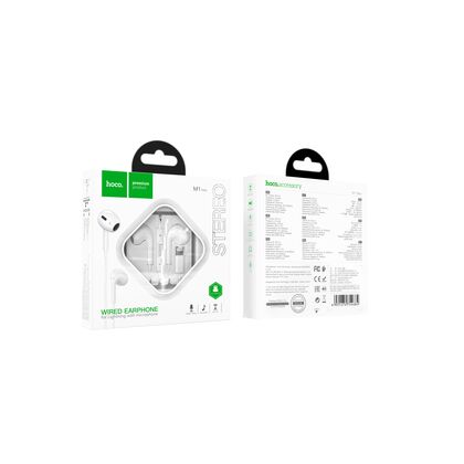Проводные наушники HOCO M1 Max crystal earphones for iP with mic, Apple Lightning. белый (6931474754684)