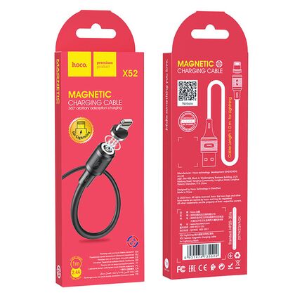 Кабель USB HOCO X52i Sereno (Lightning, 1м, магнитный, пластик, Черный)