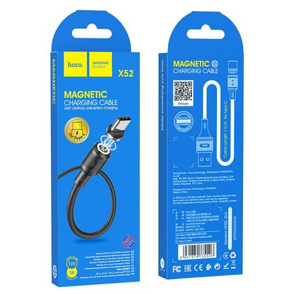 Кабель USB HOCO X52a Sereno (Type-C, 1м, магнитный, пластик, Черный)