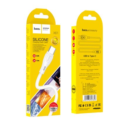 Кабель USB HOCO X61a Ultimate (Type-C, 1м, силиконовый, Белый)
