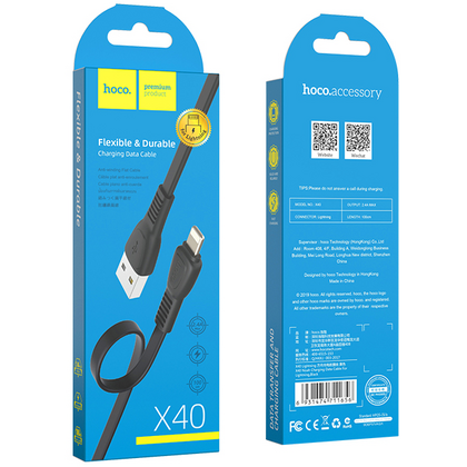 Кабель HOCO Lightning X40i Noah (1м. USB 2.0. Черный)