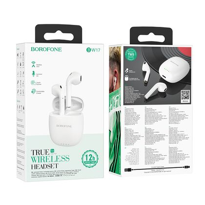 TWS наушники Borofone BW17 Only, вкладыши, BT. белый (6974443385380)