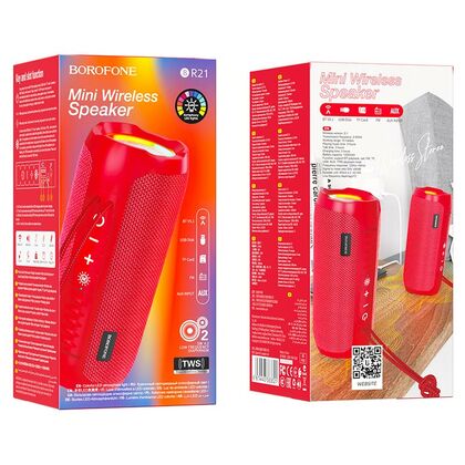 Портативная колонка  Borofone BR21 Sports 10W, красный, BT, USB, FM приемник, Пластик (6974443383621)