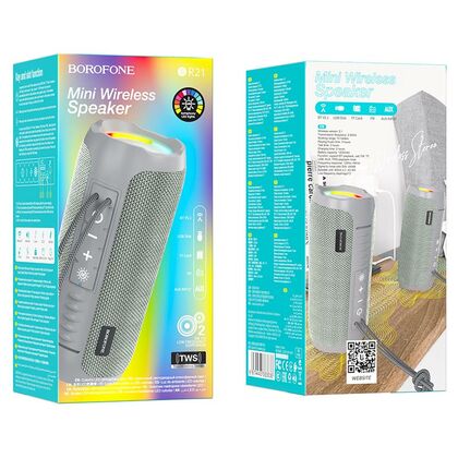 Портативная колонка  Borofone BR21 Sports 10W, серый, BT, USB, FM приемник, Пластик (6974443383638)