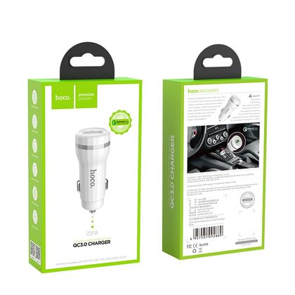 Автомобильное зарядное устройство HOCO Z27A Staunch (2xUSB, 3А+Белый)