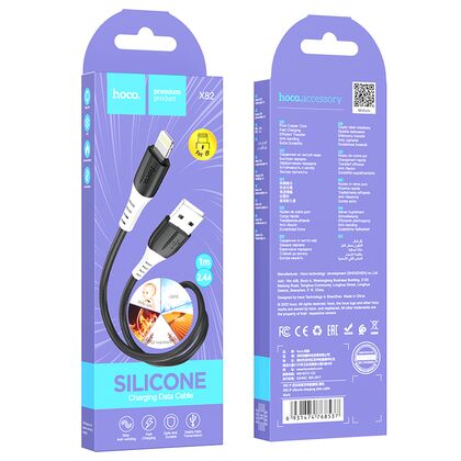 Кабель USB HOCO X82i (Lightning, 1м, силиконовый, Черный)
