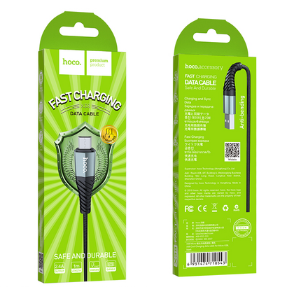 Кабель USB HOCO X38m Cool (MicroUSB, 1м, плетеный, Черный)
