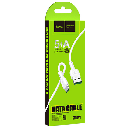 Кабель USB HOCO X33a 5A Surge (Type-C, 1м, пластик, Белый)