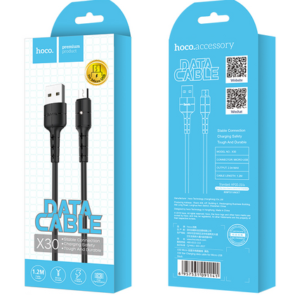 Кабель USB HOCO X30m Star (MicroUSB, 1м, пластик, Черный)