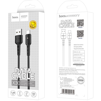 Кабель USB HOCO X30a Star (Type-C, 1м, пластик, Черный)