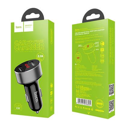 Автомобильное зарядное устройство HOCO Z26 High praise (2xUSB, 2.1A+Черный)