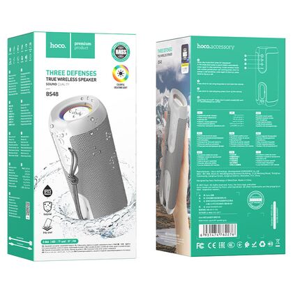 Портативная колонка  HOCO BS48 Artistic 10W, серый, BT, USB, FM приемник, Пластик (6931474762276)