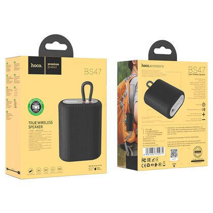 Портативная колонка  HOCO BS47 Uno 5W, черный, BT, FM приемник, Пластик/ Ткань (6931474755971)