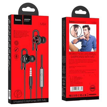 Проводные наушники HOCO M84 Perfection, jack 3.5 mm, микрофон, черный (6931474746375)