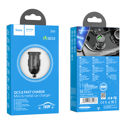 Автомобильное зарядное устройство HOCO Z43 Mighty (1xUSB, 3А+Черный)