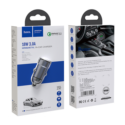 Автомобильное зарядное устройство HOCO Z32 Speed Up (1xUSB, 3А+Серый)