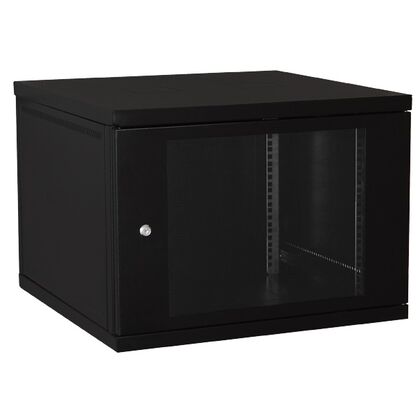 Шкаф настенный телекоммуникационный 19" 06U, Ш600xВ345xГ450, передняя дверь - стекло, черный (05-0104-B)