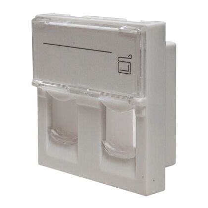 Лицевая панель 2 порта (45х45, Keystone, шторки, откидное маркировочное окно) (10-0302)