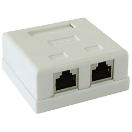 Розетка компьютерная RJ-45 CAT5e, внешняя, двойная, экранированная, Suprlan (10-0308)